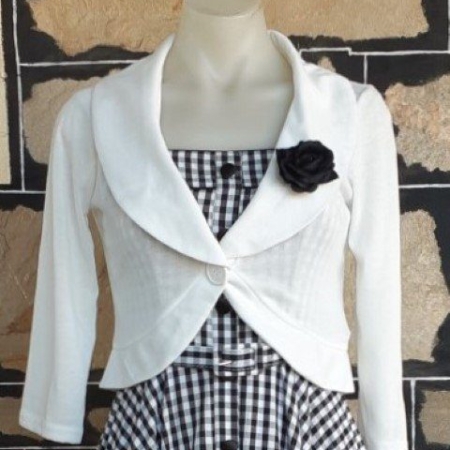 Bolero Jacket, by 'Rock Steady USA', white, poly/rayon/spandex, size M