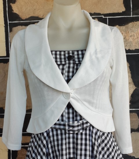 Bolero Jacket, by 'Rock Steady USA', white, poly/rayon/spandex, size M - Image 3
