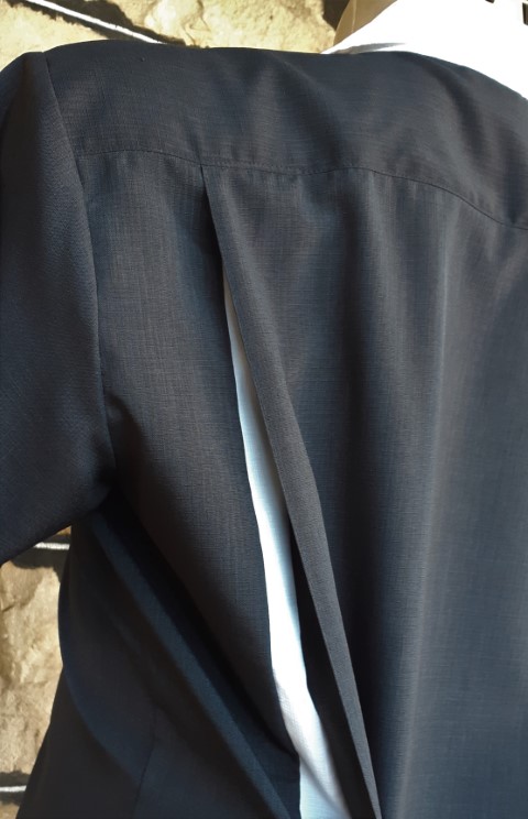 Bowling shirt, black with white collar & piping trim & action back, by 'Steady Clothing', USA, size XS-M - Image 3