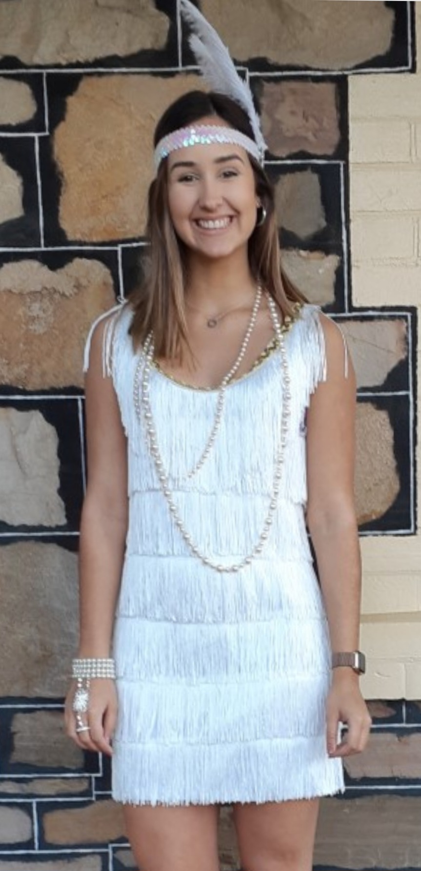 Flapper dress, by 'Rubbies', white, 1920's inspired, polyester, 'New', size M - Image 2
