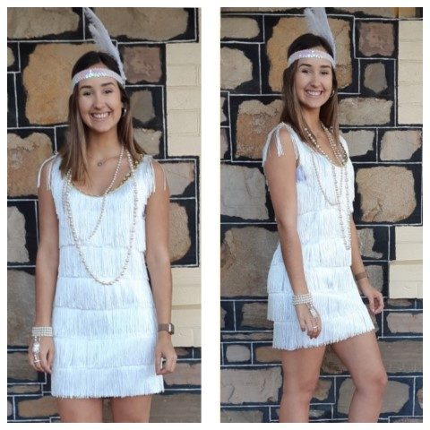 Flapper dress, by 'Rubbies', white, 1920's inspired, polyester, 'New', size M
