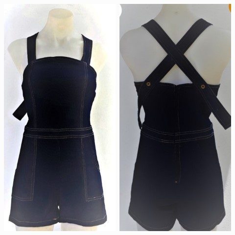 1940's Inspired, Dark Denim Playsuit, 'Jenni', by 'Voodoo Vixen' , XXL, 'new'