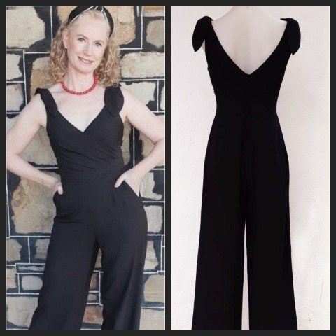 1930's Inspired Jumpsuit, 'Lyla', by 'Voodoo Vixen', polyester, black, size S, 'NEW