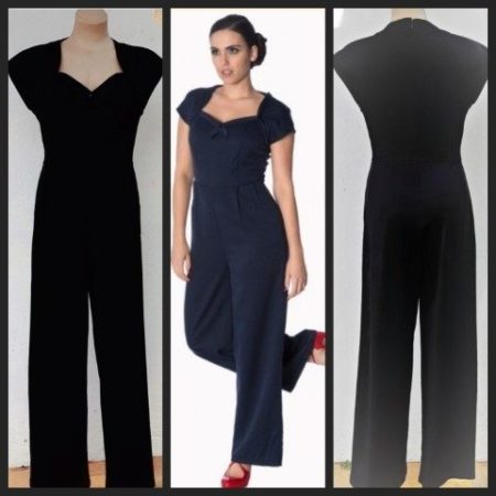 1940's Inspired Jumpsuit, Black, polyester, by 'Banned Apparel', size XS, 'new'