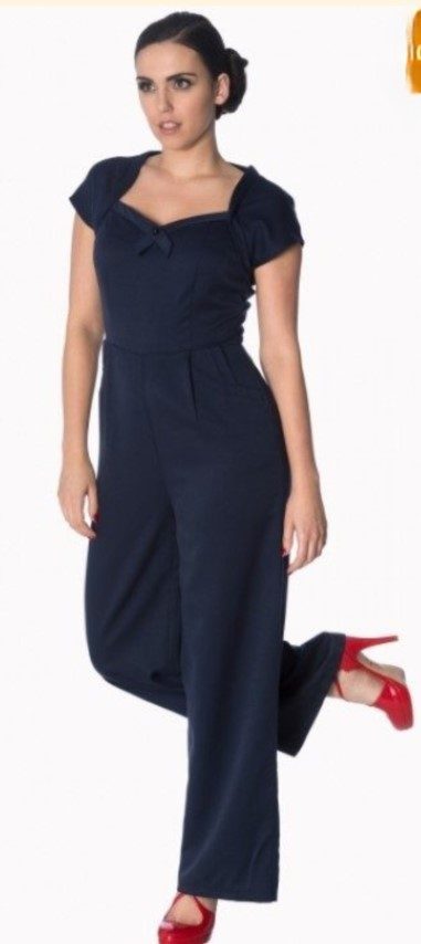 1940's Inspired Jumpsuit, Black, polyester, by 'Banned Apparel', size XS, 'new' - Image 2