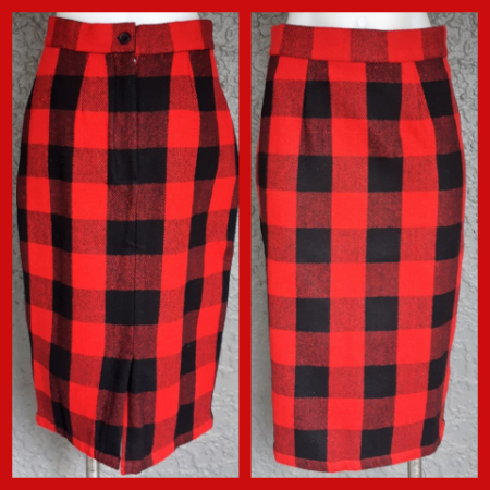 1950's Inspired Pencil skirt, Red, Plaid, size 8, 'new', by 'Sheen Clothing, London'.