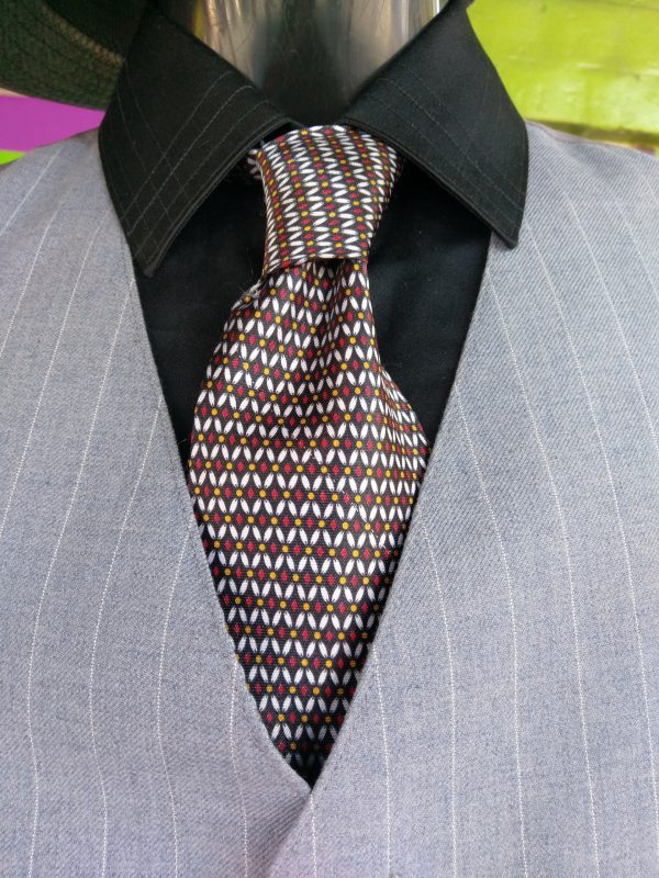 1980’s, Tie, polyester, by ‘Jatala’, Black/red/yellow/ white print ...