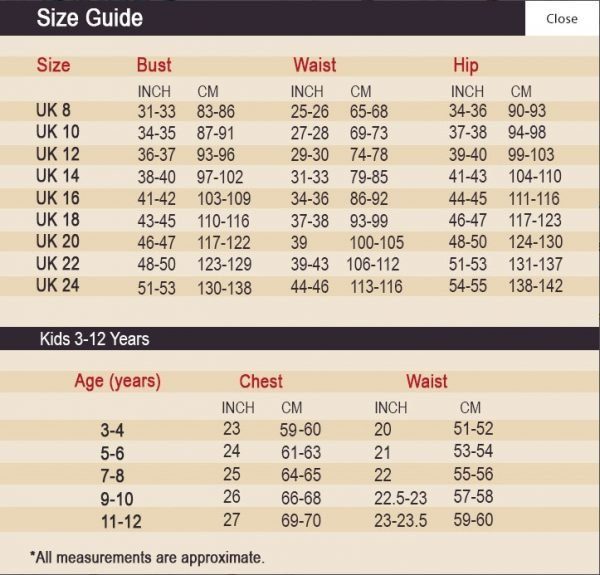Dolly and Dotty size chart