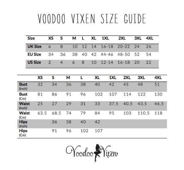 VooDoo Vixen Size Chart
